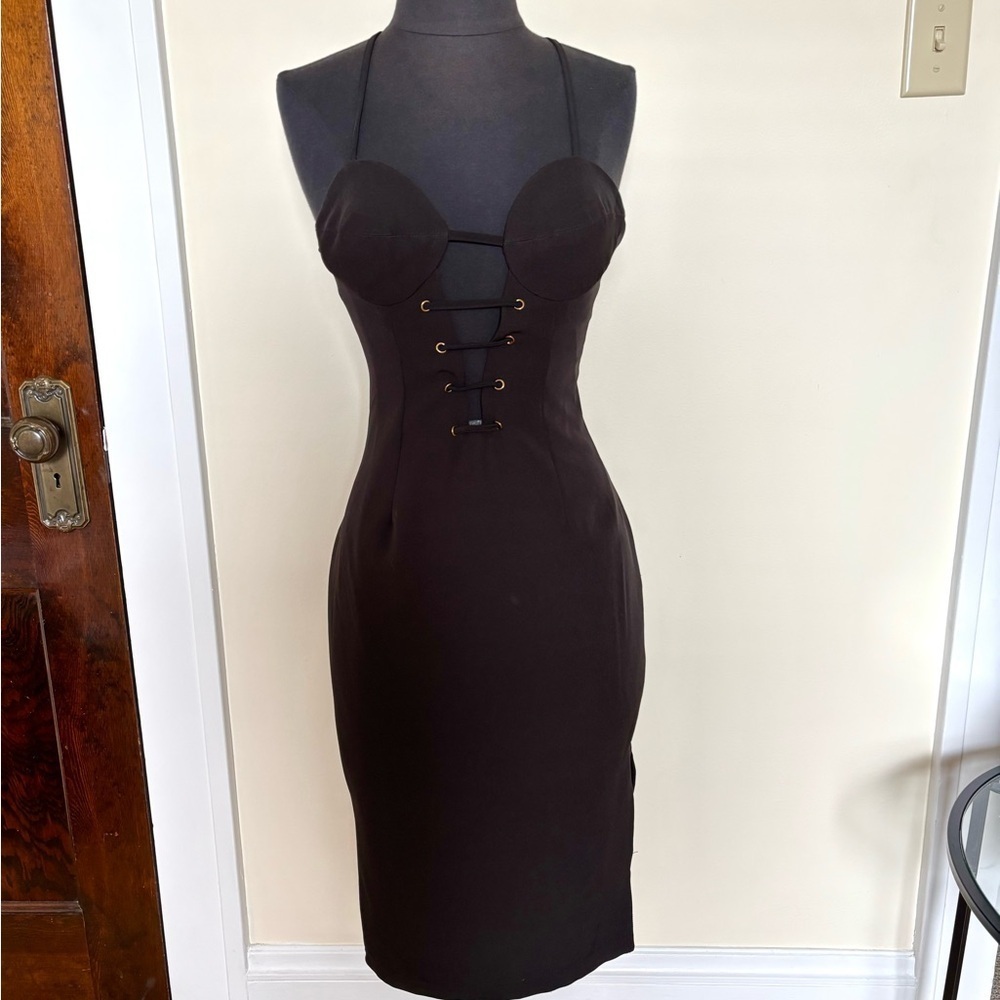 NWT Runaway The Label Dante Dress Midi Spaghetti Strap Plunge